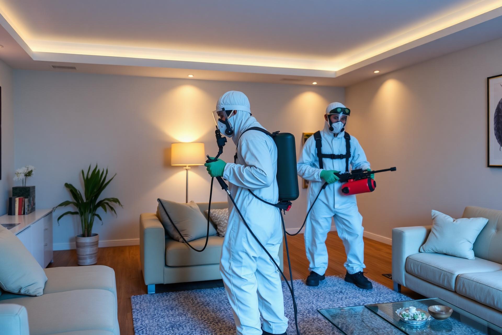 Equipe Destack Dedetizadora realizando serviço de dedetização em residência